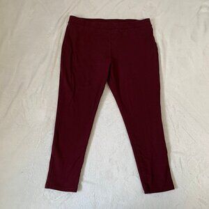5/$25 ana maroon elastic waist pull on stretch casual career leggings - XL